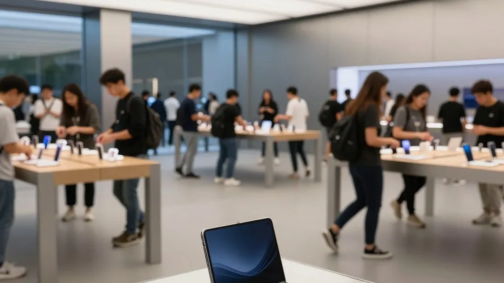 Illustration for: Global Crowds Flock to Apple Stores for iPhone Duo Debut